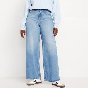NEW NWT! OLD NAVY EXTRA HIGH-RISE BAGGY WIDE LEG JEANS RIGID DENIM sz 18 Tall